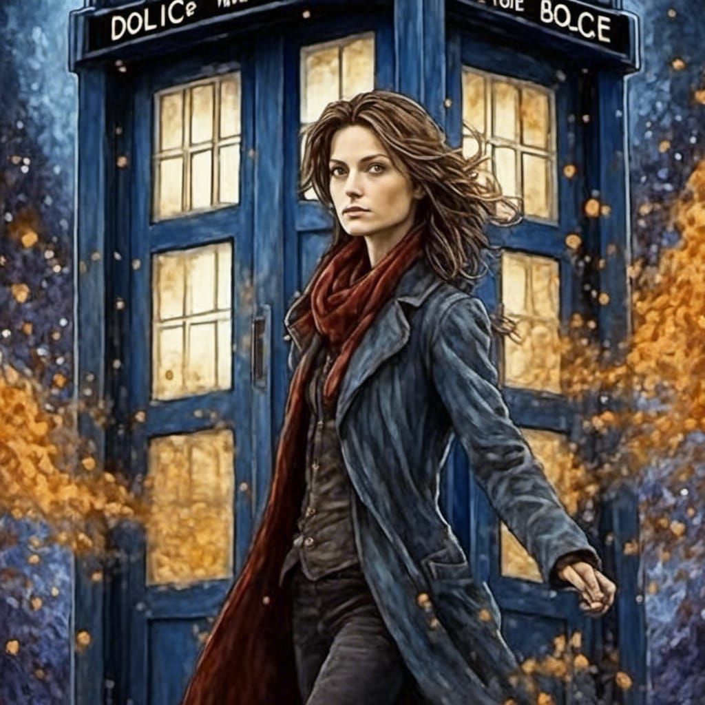 Anime Doctor Who in Psychedelic Star Dust Time Vortex