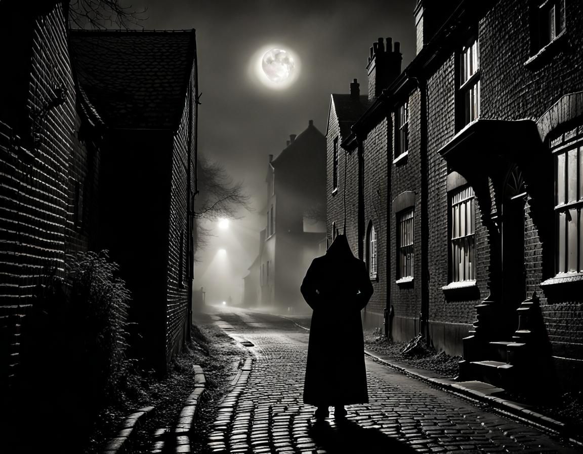 Eerie Apparition in Victorian Alleyway at Night