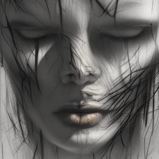 Sinister Tree Human Charcoal Drawing by Rutkowski