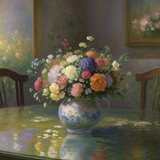 Impressionist Floral Arrangement in Pastel Colors