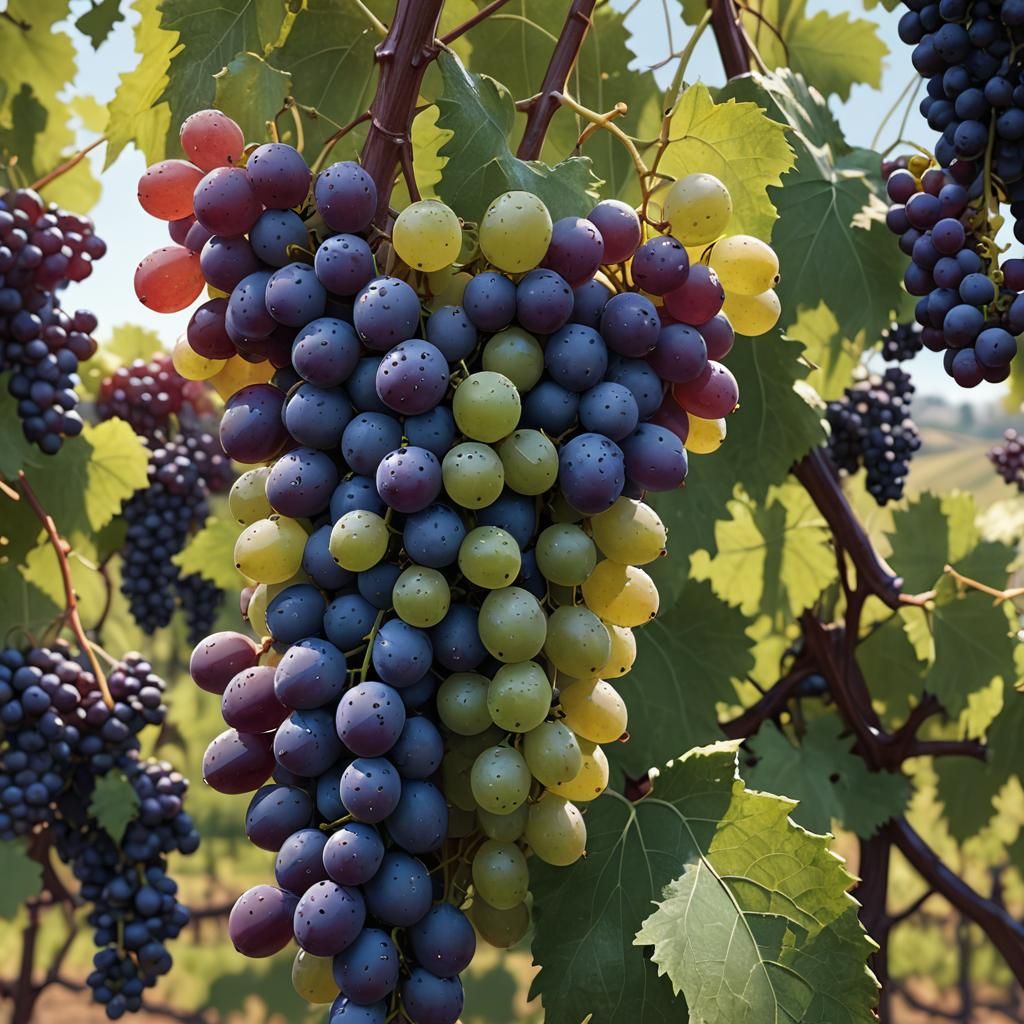 Rain Kissed Mustang Grapes in Hyperrealism