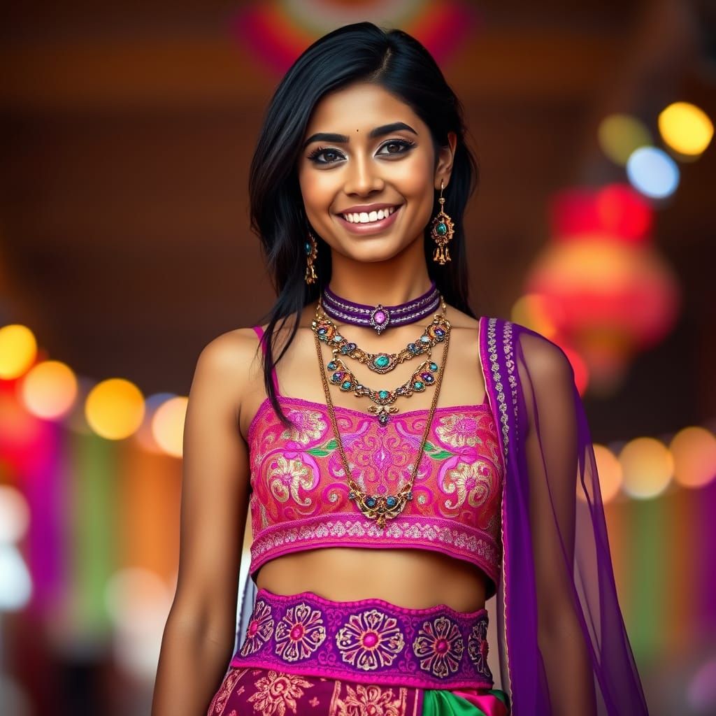Peruvian Woman in Festive Traditional Dress