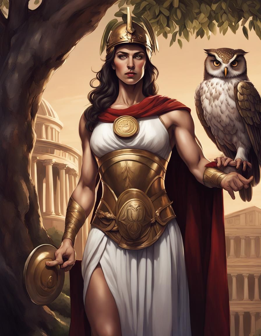 Athena in Greek Armor, Digital Matte Painting