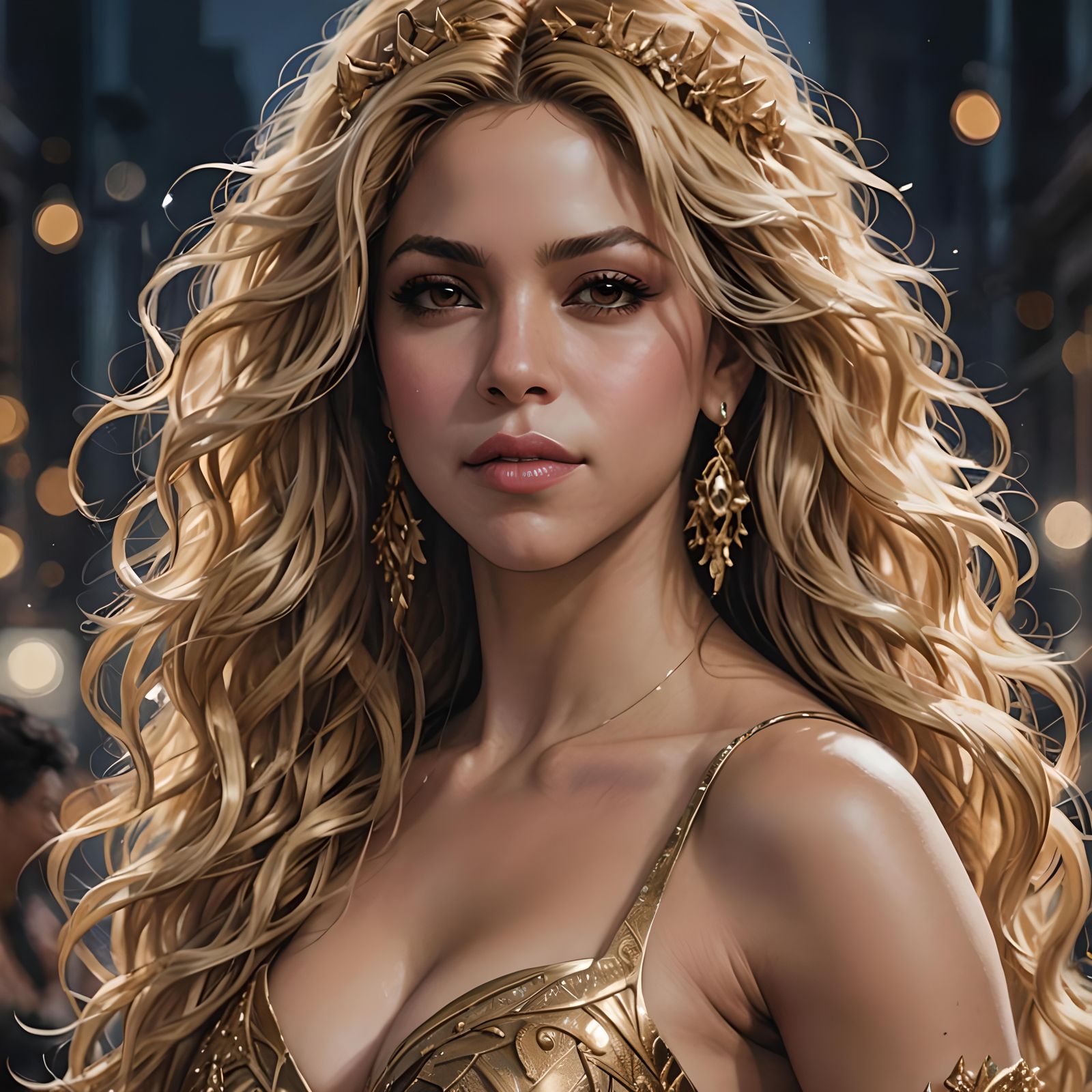 Beautiful Woman in Dress at Night: Detailed Concept Art