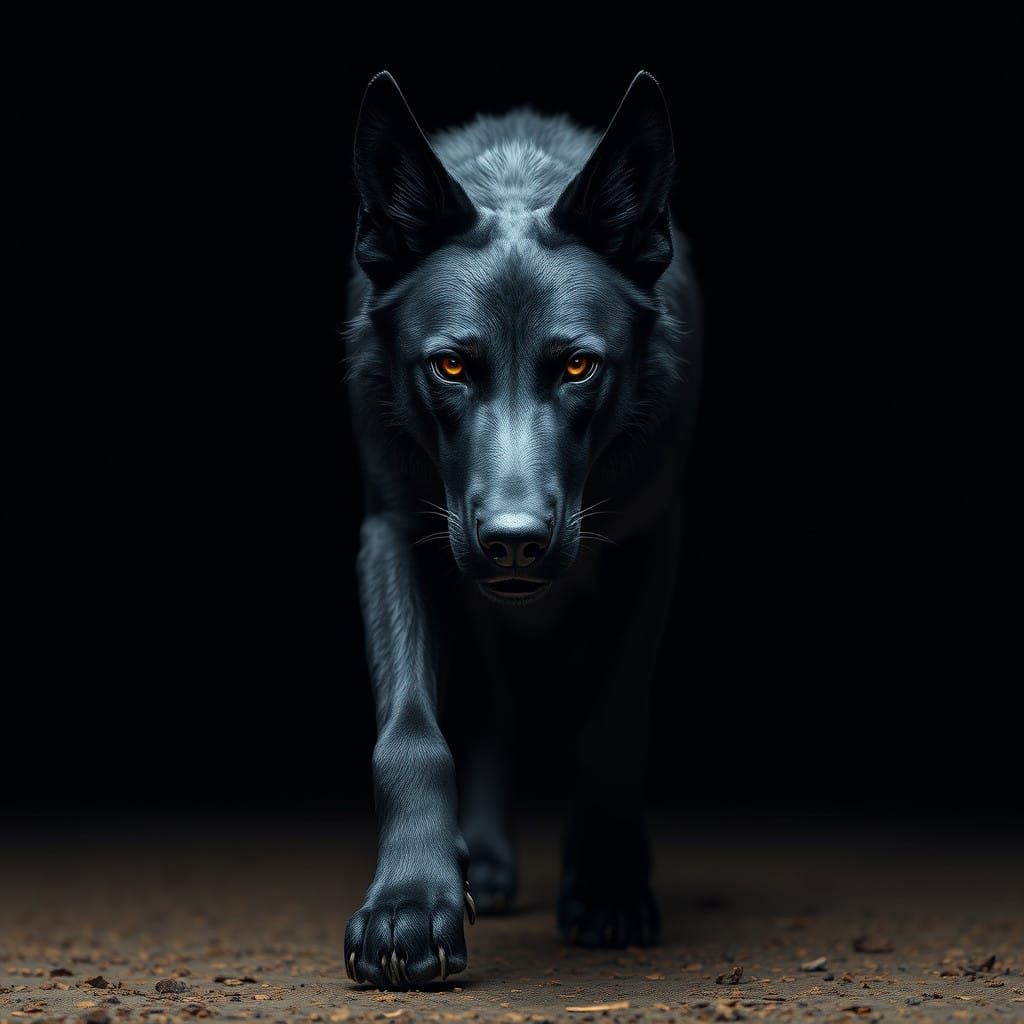 Majestic Black Hound with Anubis Presence