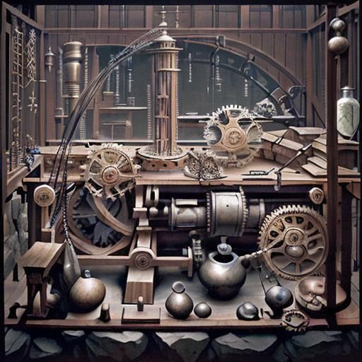 Intricate Mechanical Contraption Inspired by Rube Goldberg