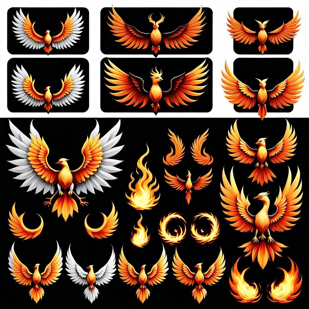 Phoenix Evolution: Rebirth in 2D Sprite Sheet
