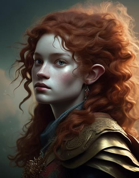 Beautiful Fantasy Elf Portrait in Vibrant Oil Painting Style