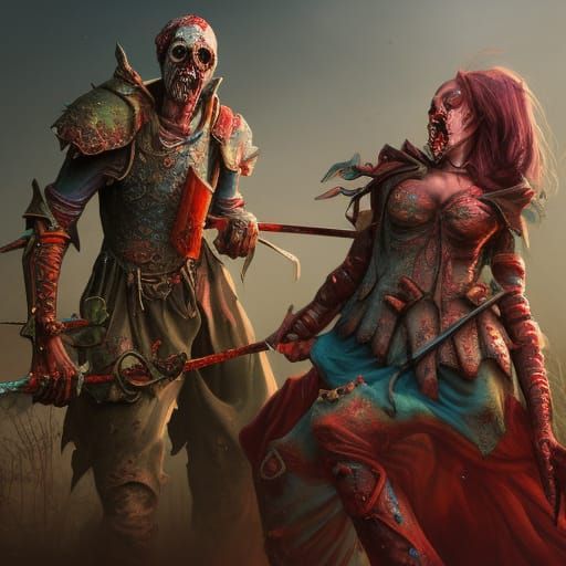 Zombie Knight and Princess: A Digital Painting