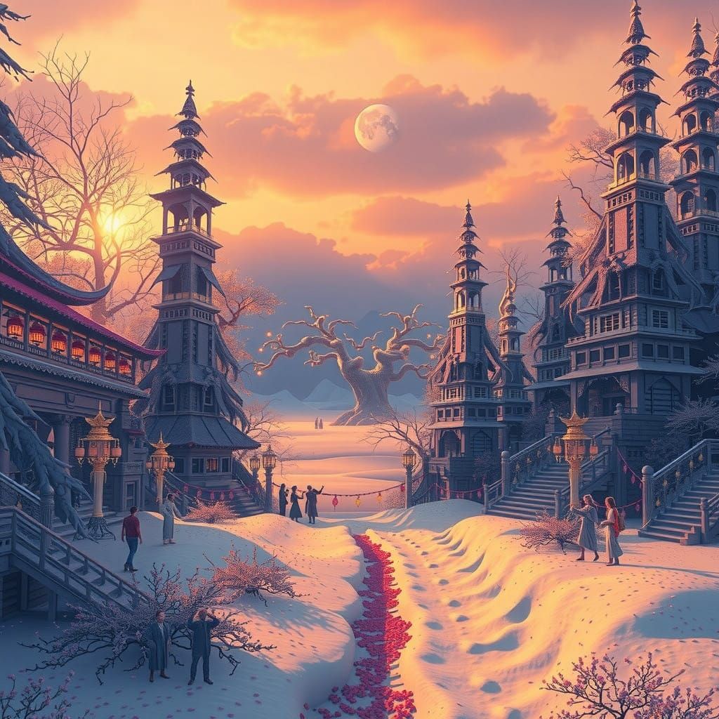 Celestial Gathering in a Mystical Night Scene