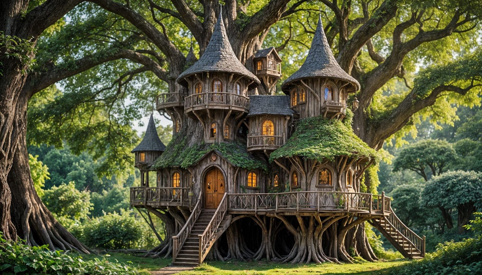 Ethereal Elven Castle Treehouse in the Heart of the Enchante...