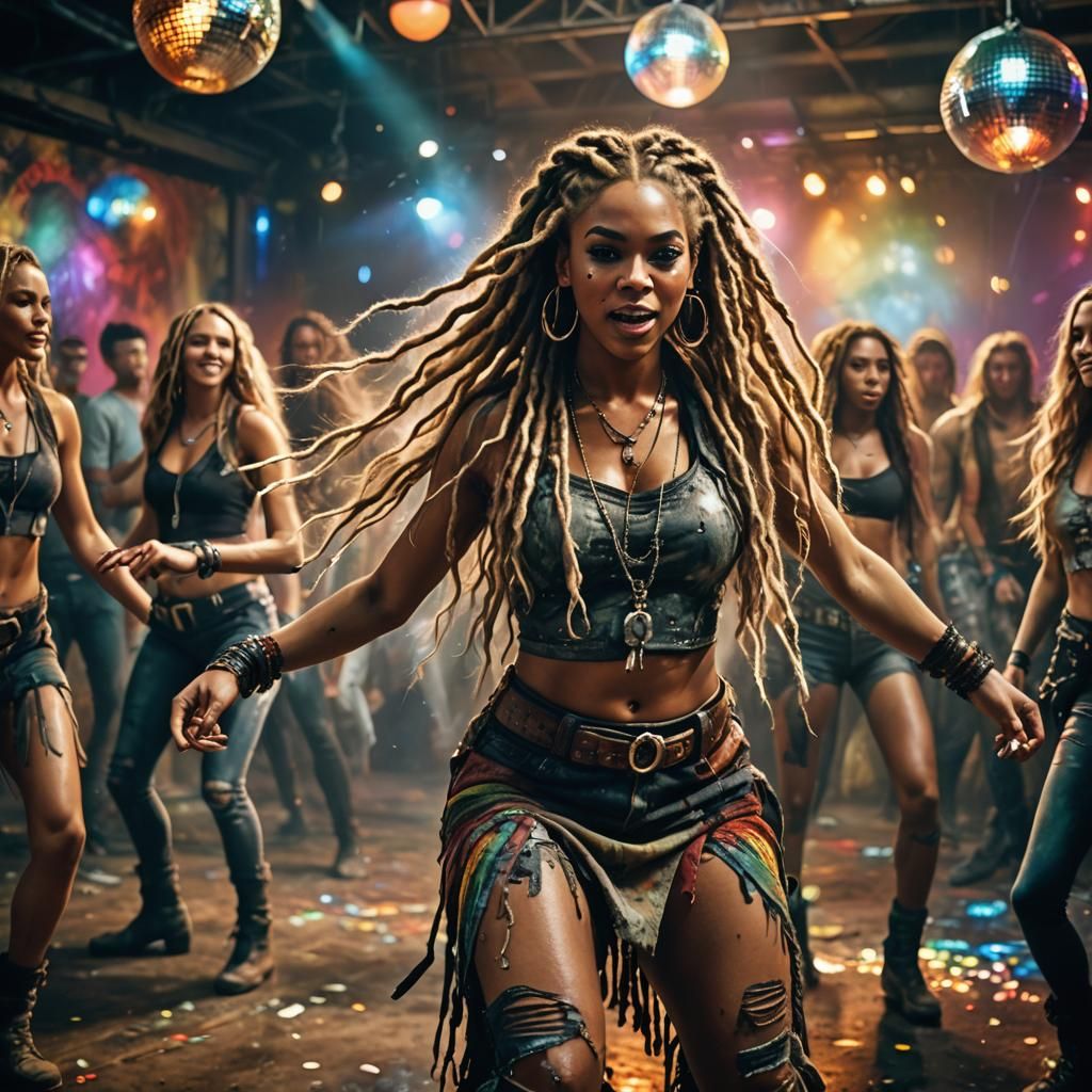 Post-Apocalyptic Nightclub Dancer, Hyperdetailed Airbrush Ar...