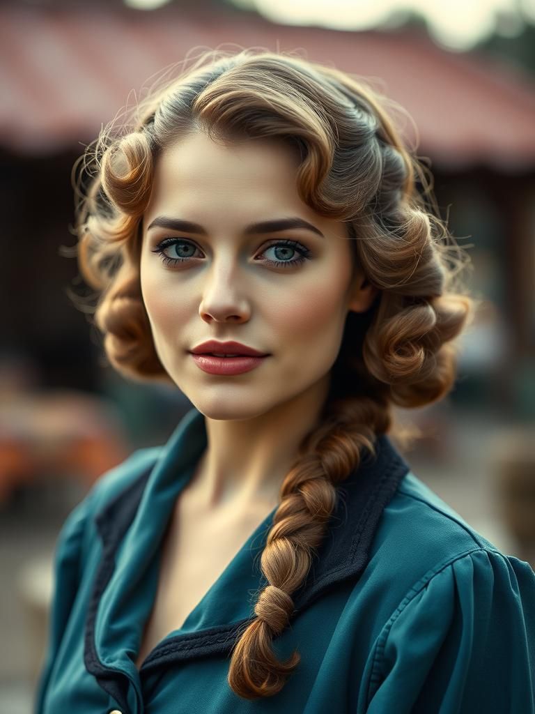 Vintage Pin-Up Girl in Saturated Color Palette