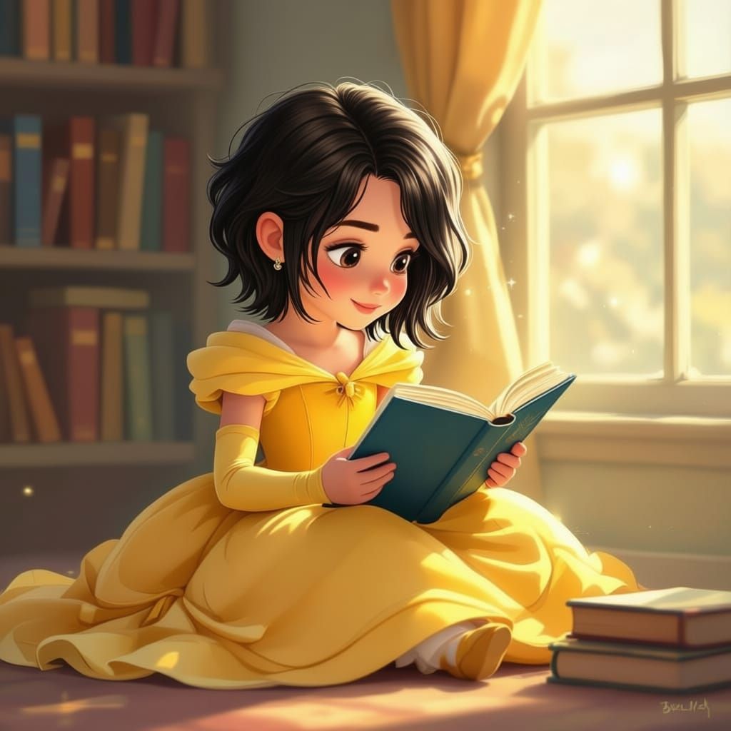 Boy Imagines Being Princess Bella While Reading Book