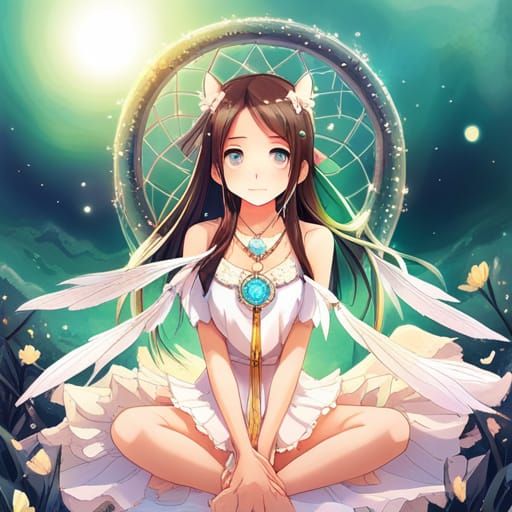 Dreamcatcher with Fairies in Anime Style