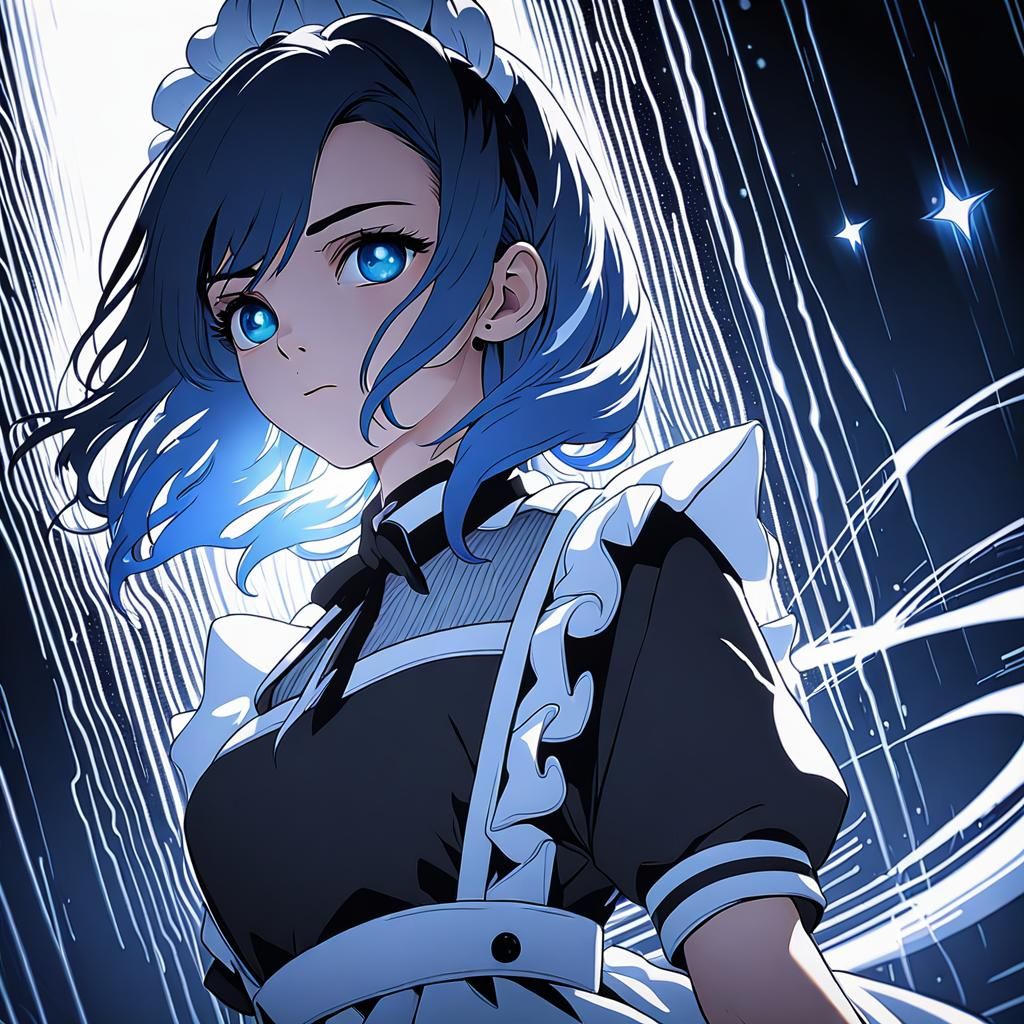 Manga-Style Portrait of Girl in Maid Uniform