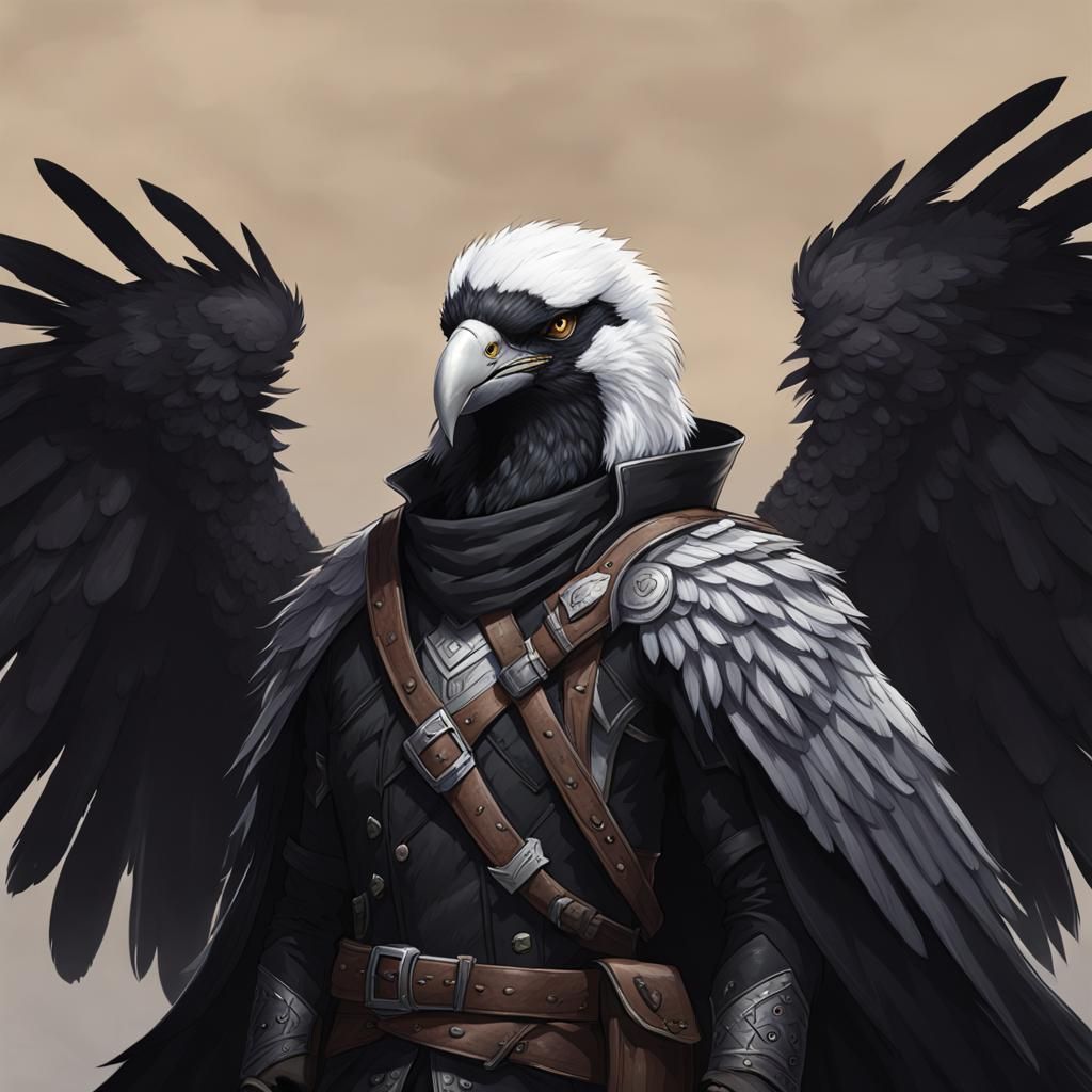 Aarakocra Ranger/Rogue Portrait in Black Leather