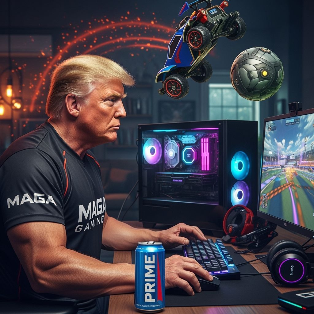 Muscular Gamer Plays Rocket League