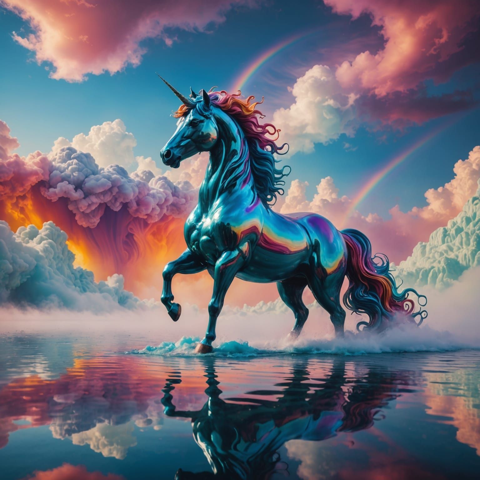 Vibrant Non-Newtonian Lake Forms Unicorn Shape