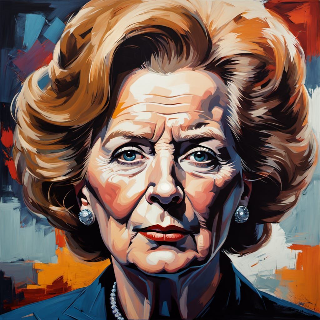Margaret Thatcher Portrait in Fauvist Style