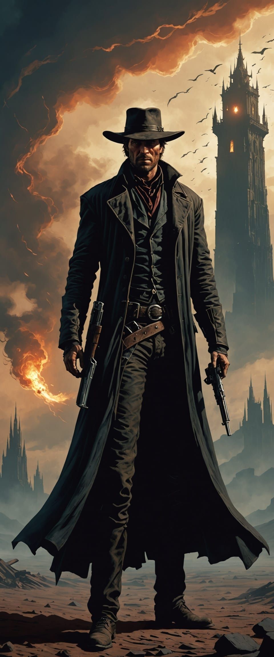The Gunslinger Stands Before the Dark Tower, Wind-Blown Dust...