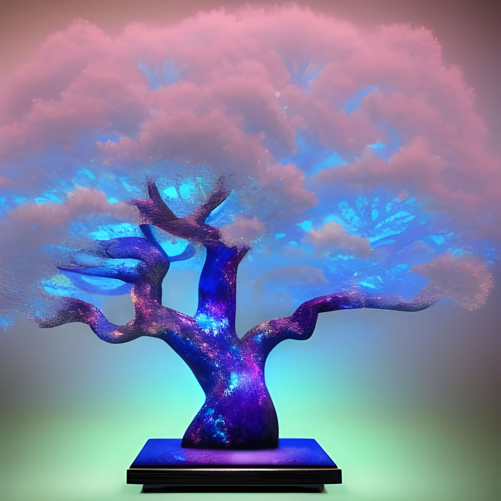 Opalescent Cosmic Portal Tree in Fantasy Style