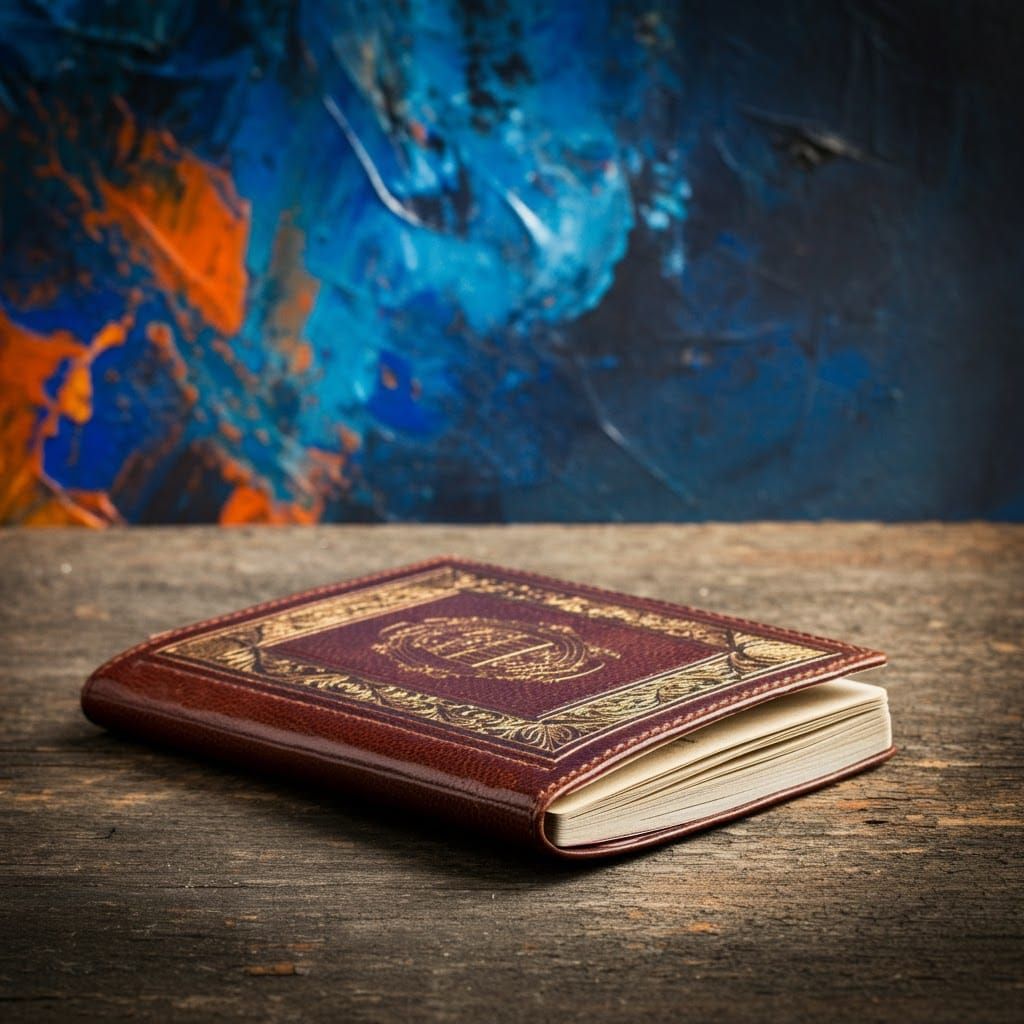 Vintage Passport with Abstract Expressionist Background