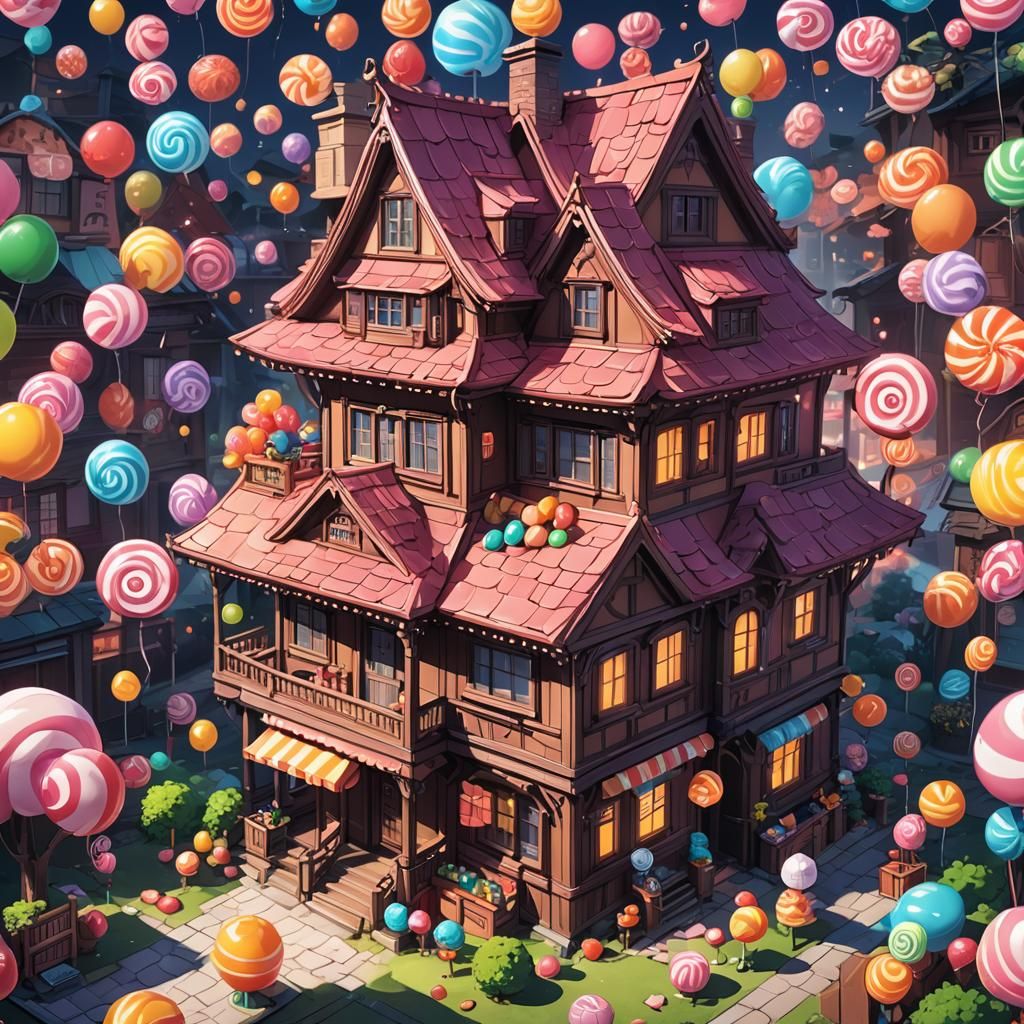 Anime Candy House in Cel-Shaded Style