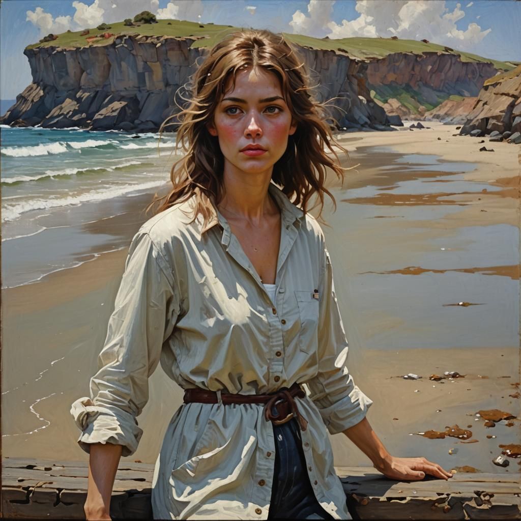 Oil-Covered Model in the Style of James Gurney