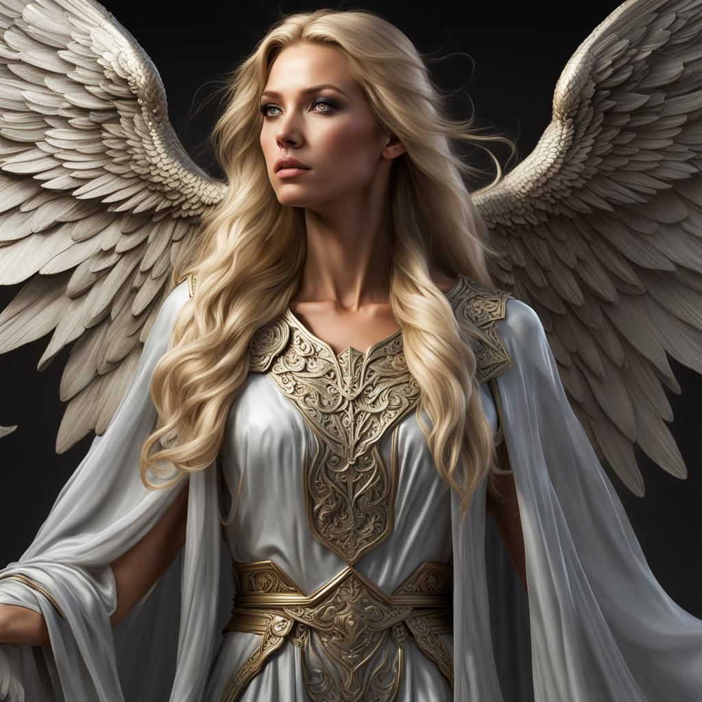 Angel Winged Mage Portrait in Hyperdetailed Style