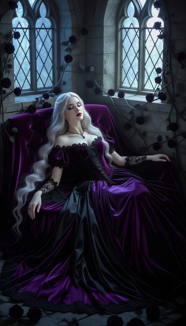 Gothic Aurora in Shadowy Chamber