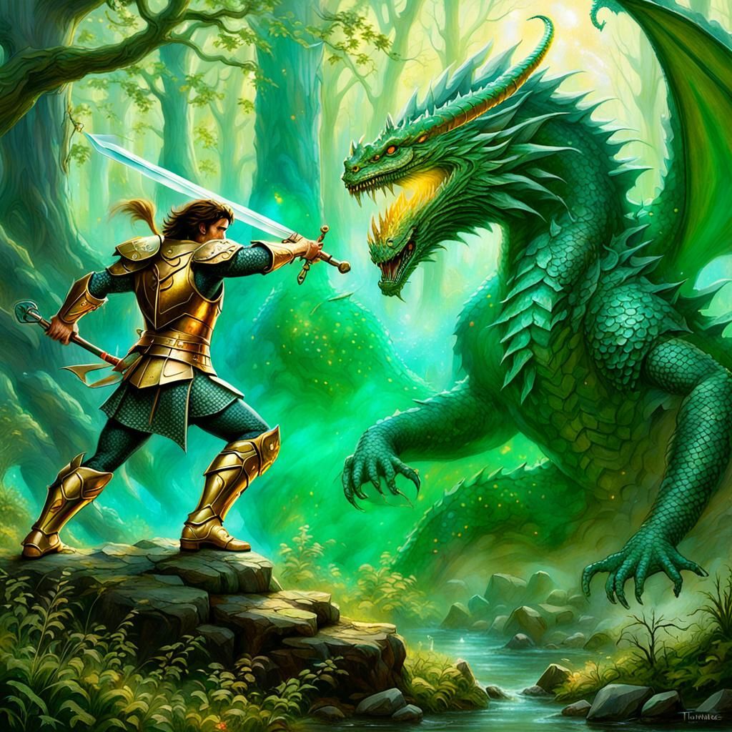 Siegfried Battles Fafner with Magic Sword