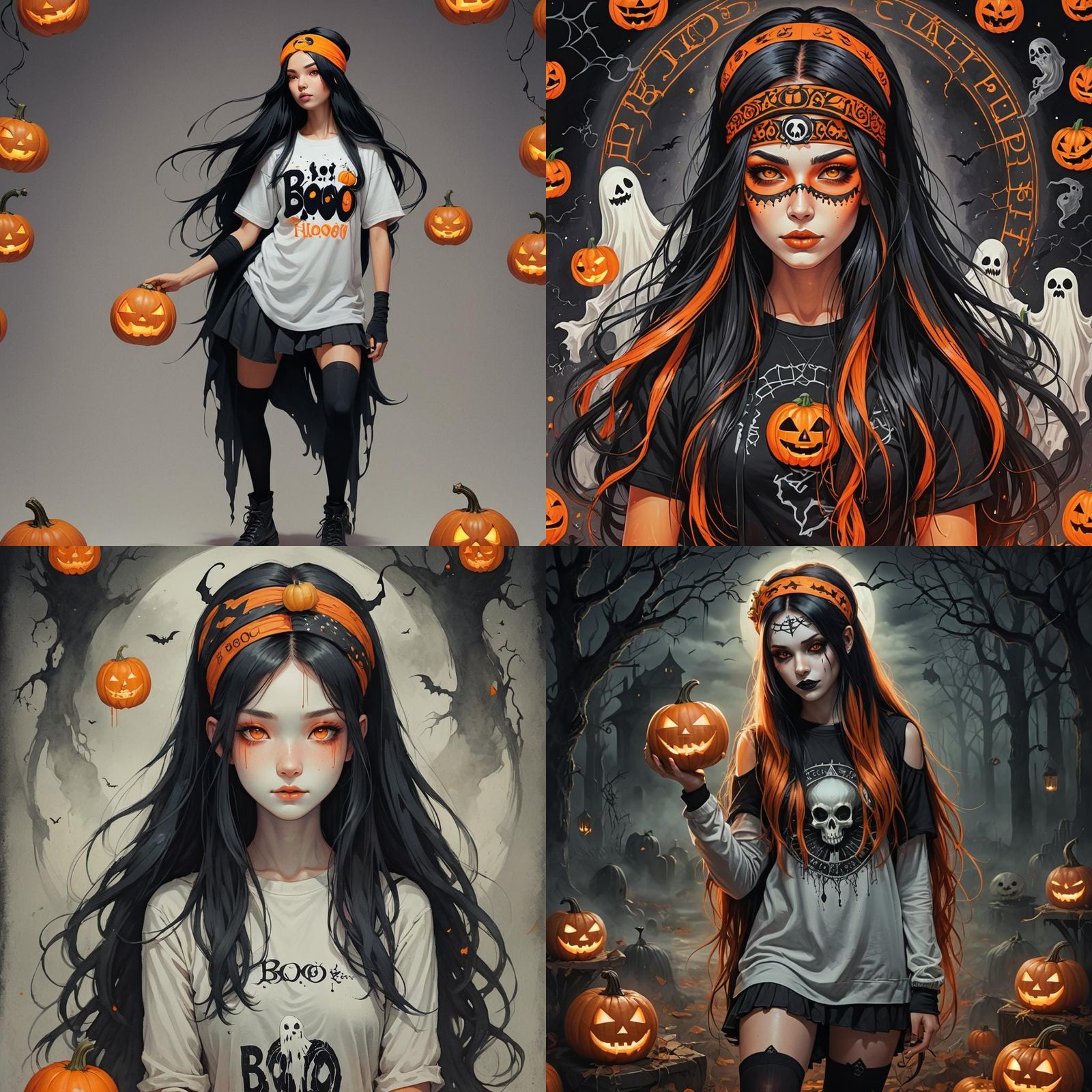 Halloween Portrait with Pumpkin, Digital Concept Art