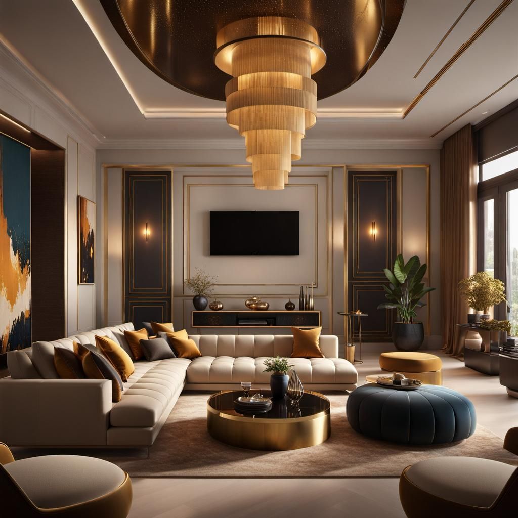 Modern Open-Concept Living and Dining Room in Warm Tones