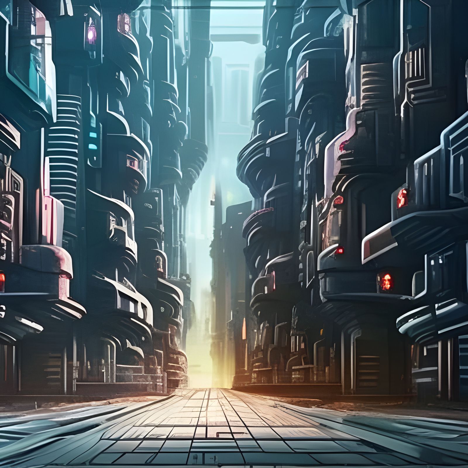 Empty Futuristic City: Dramatic Digital Matte Painting