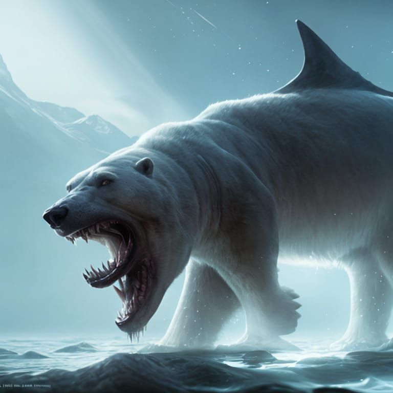 Polar Bear Shark in Dark Fantasy Style