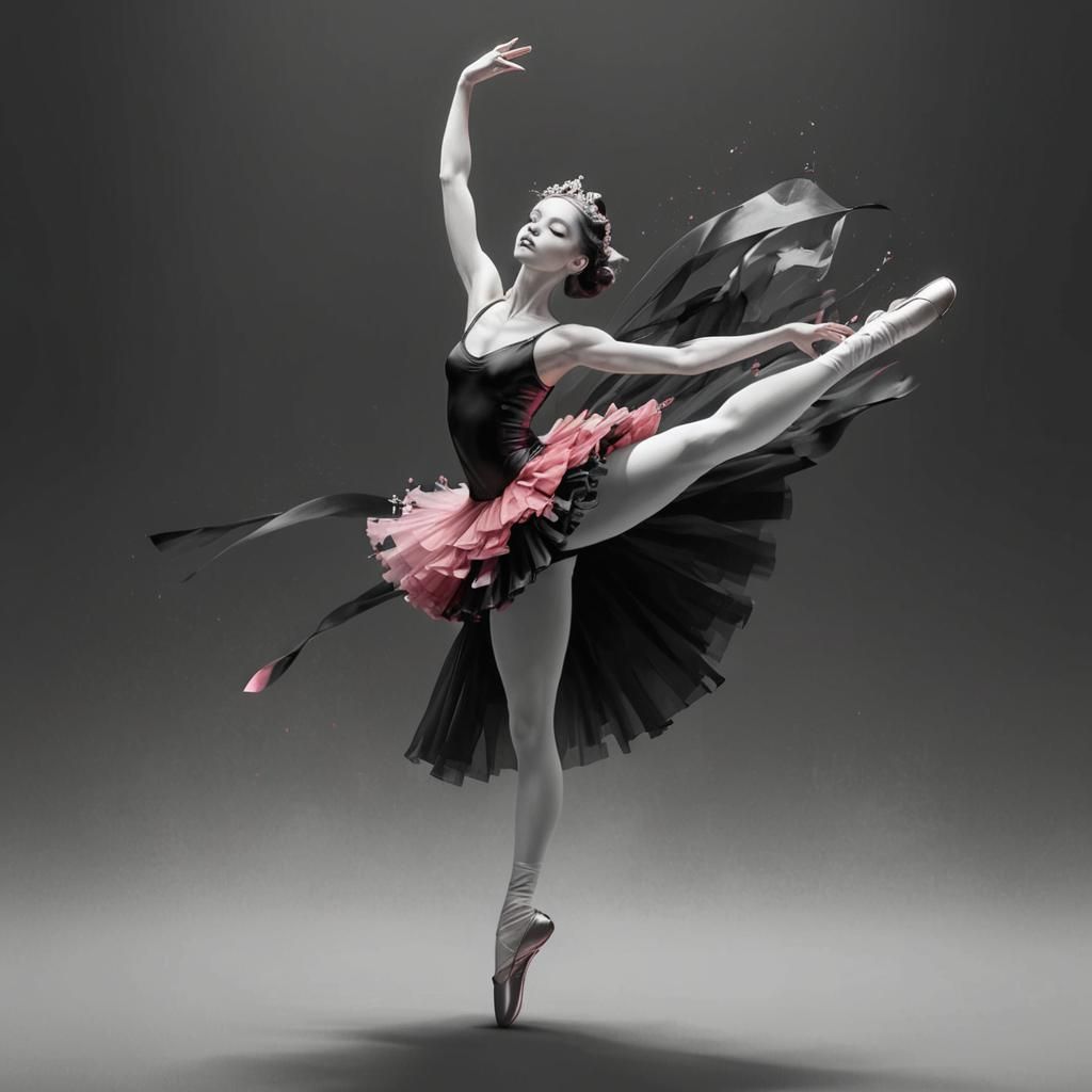 Dramatic Ballerina Portrait with Pink Accents