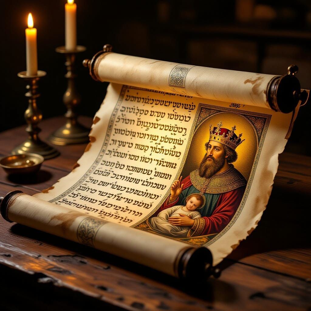 Illuminated Genealogy Scroll with Hebrew Names