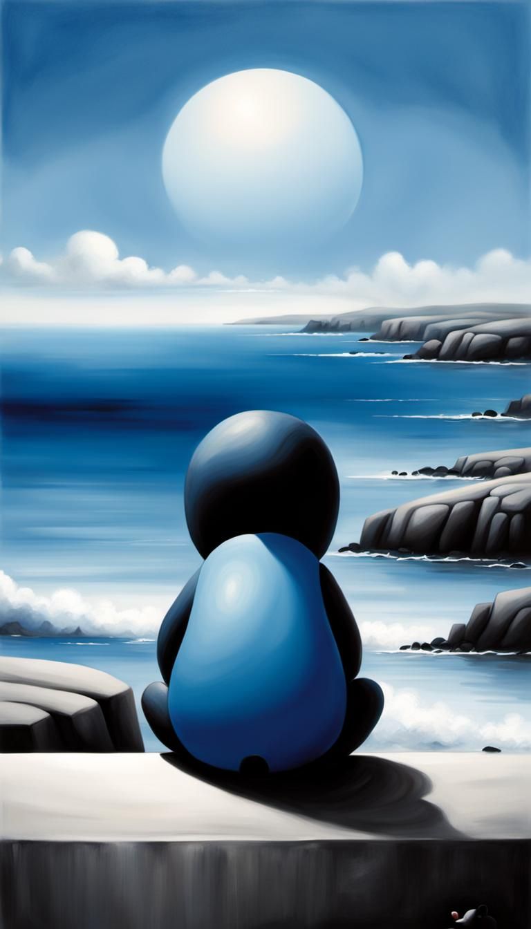 Overlooking the blue sea