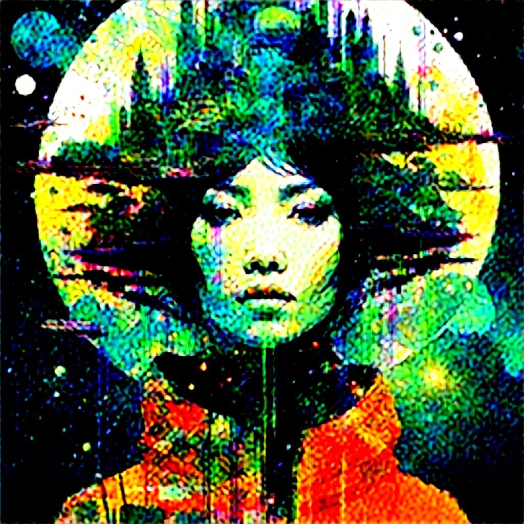 Galactic Cityscape with Persian Princess Silhouette in Doubl...