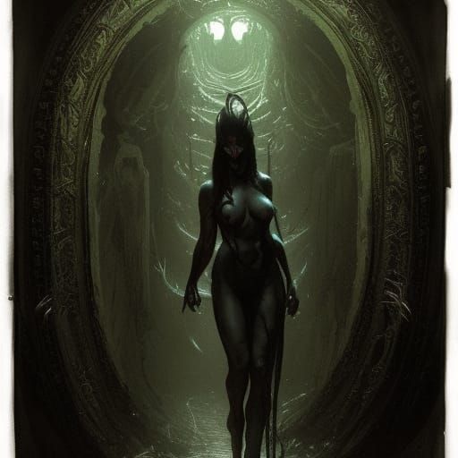 Terrifying Female Symbiote in Horror Style