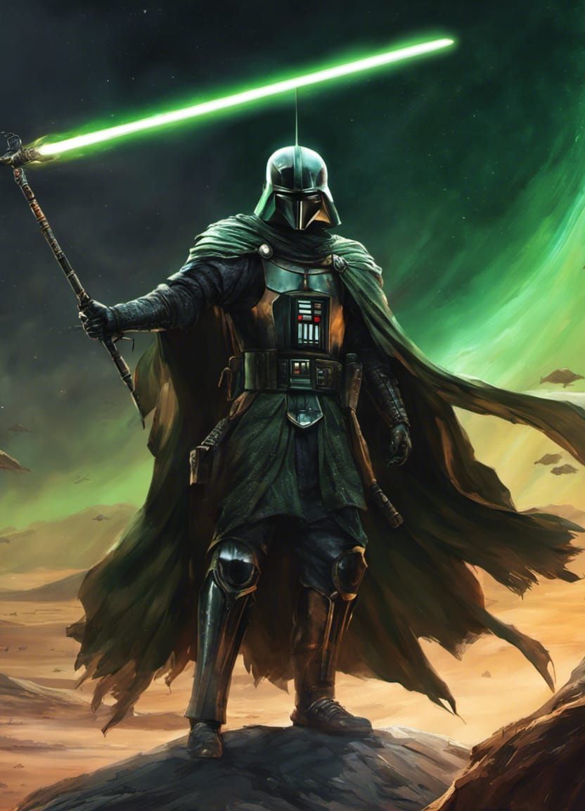 White Vader Samurai on Tatooine in Dark Fantasy Style
