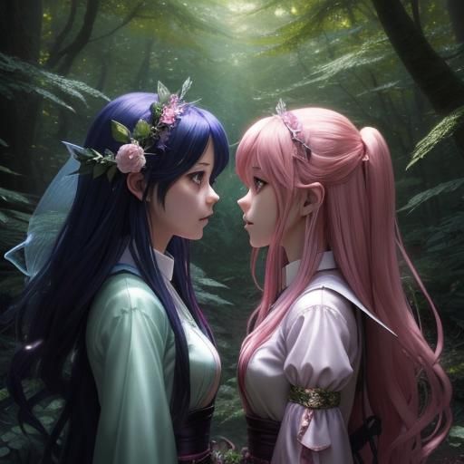 Fairies in the Woods: Hyperrealistic Anime Art