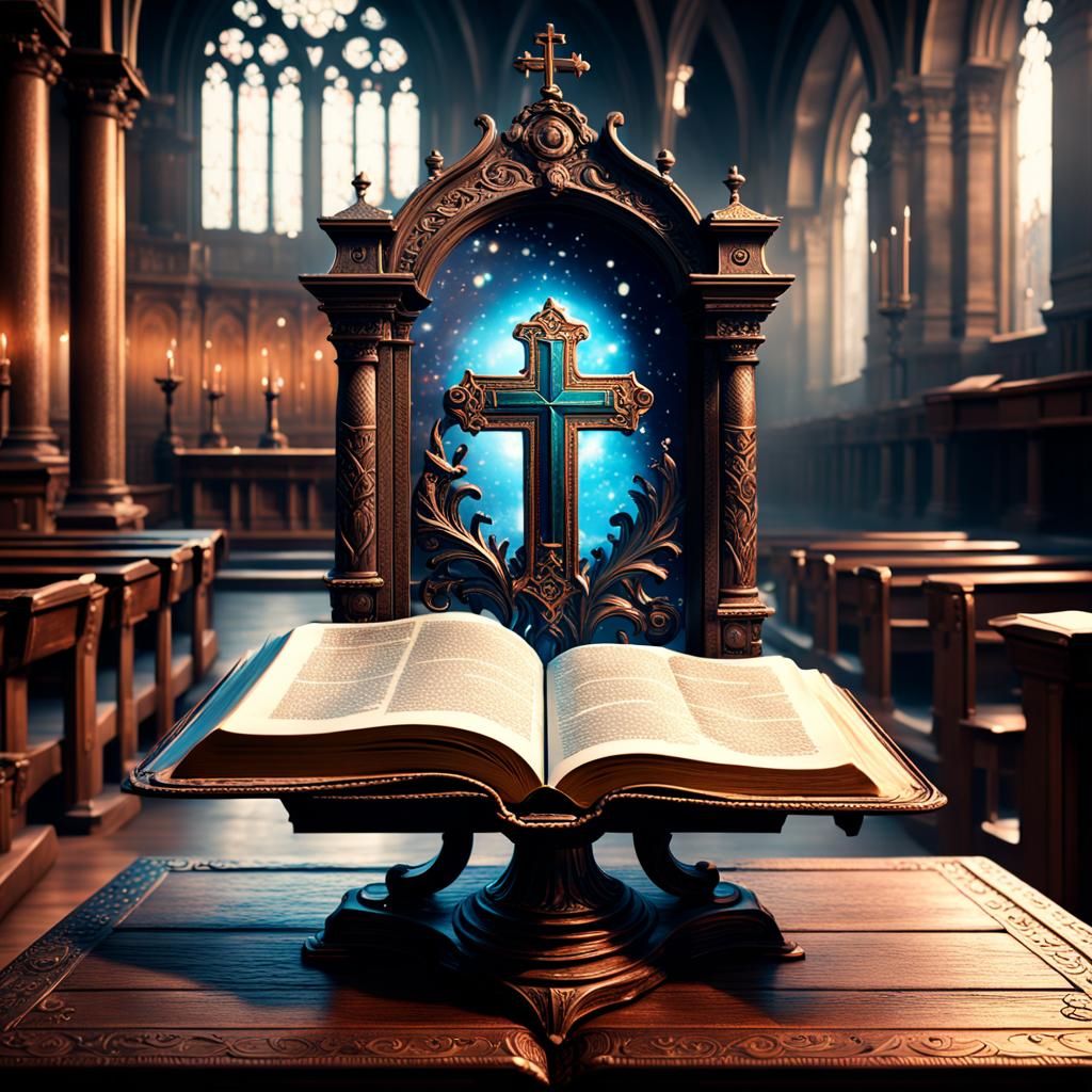 Open Bible on Lectern: Detailed Matte Painting