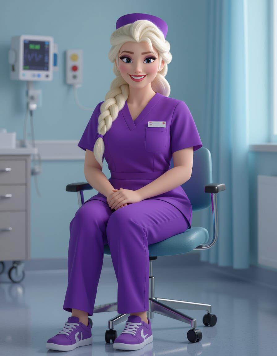 Curvy Nurse Elsa Portrait in Hospital Station