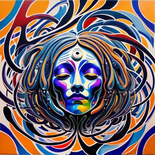 Surreal Expressive Portrait in Vibrant Triadic Colors