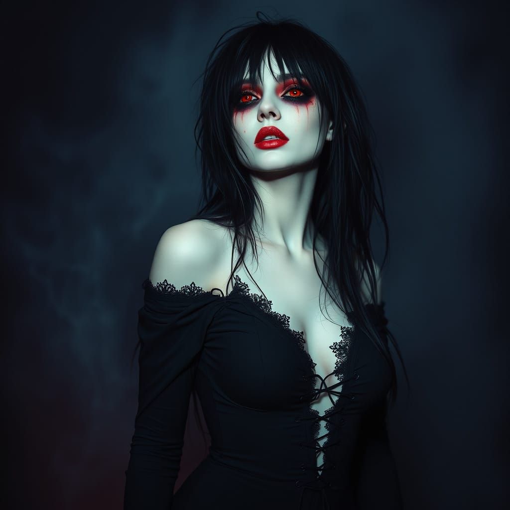 Gothic Banshee Crying Blood: Dark Fantasy Art