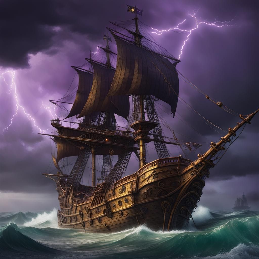 Stormy Seas: Pirate Ship Concept Art