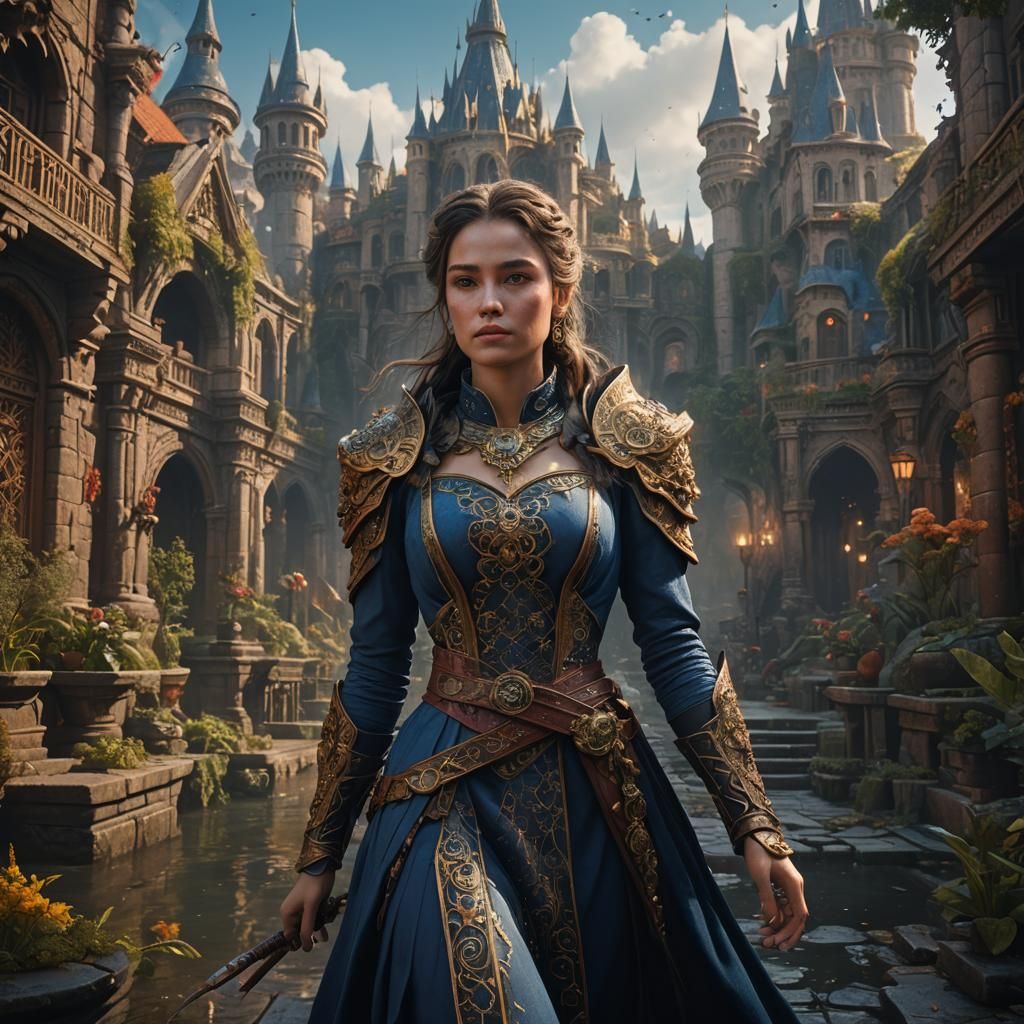 Fantastical Detailed Matte Painting of a Lady