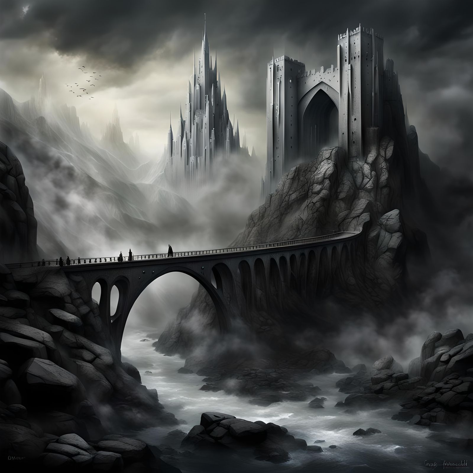 Art Deco Minas Tirith Bridge in Gothic Style